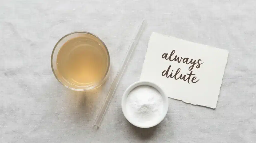 Woman holding a glass of apple cider vinegar drink before a meal for weight loss